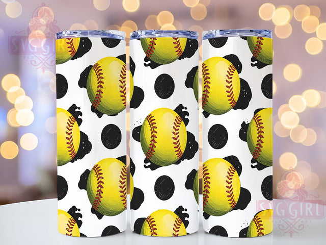 Seamless Yellow Softball Tumbler Wrap, Seamless Sports Wrap, 20oz Sublimation Design, Softball Player Gift, Yellow Ball Tumbler, Digital Softball Wrap, Sports Tumbler File Sublimation SvggirlplusArt 