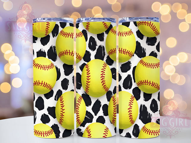 Seamless Yellow Softball Tumbler Wrap, Seamless Sports Wrap, 20oz Sublimation Design, Softball Player Gift, Yellow Ball Tumbler, Digital Softball Wrap, Sports Tumbler File Sublimation SvggirlplusArt 