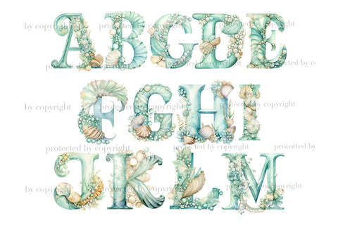 Seashell Alphabet | Pearl Clipart SVG GlamArtZhanna 