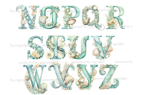 Seashell Alphabet | Pearl Clipart SVG GlamArtZhanna 
