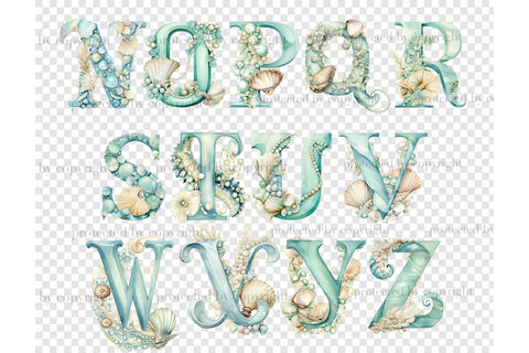 Seashell Alphabet | Pearl Clipart SVG GlamArtZhanna 