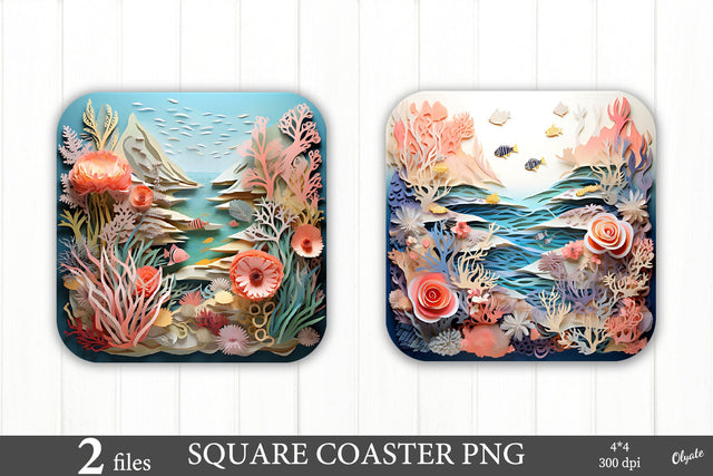 Seashell Coaster Paper Sublimation PNG. Paper Quilled Sea Sublimation Olga Terlyanskaya 