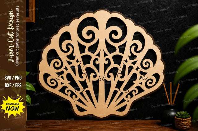 Seashell Fan Laser Cut Wall Art Decor File SVG Regulrcrative 