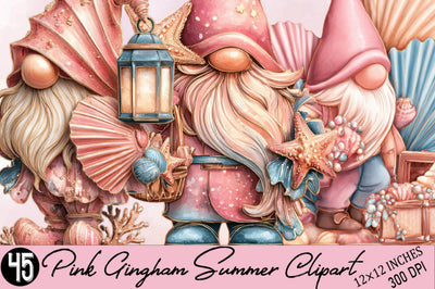Seashell Gnome Clipart Bundle. Sublimation SVGArt 