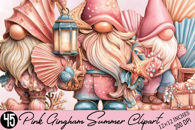 Seashell Gnome Clipart Bundle. Sublimation SVGArt 