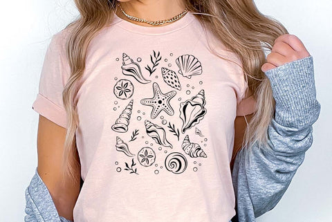 Seashell Graphics, Beach Illustration, Coastal Design, Retro Summer, Summer Vibes, Summer Graphics, Summer gift, Vintage Summer, Girls Trip Png, Instant Download SVG FiveStarCrafting 