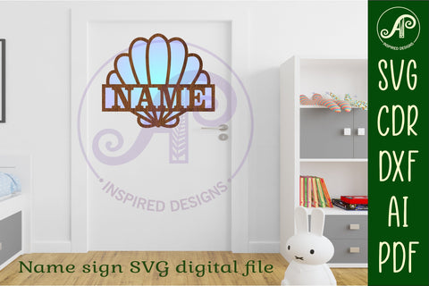 Seashell name sign svg laser cut template SVG APInspireddesigns 