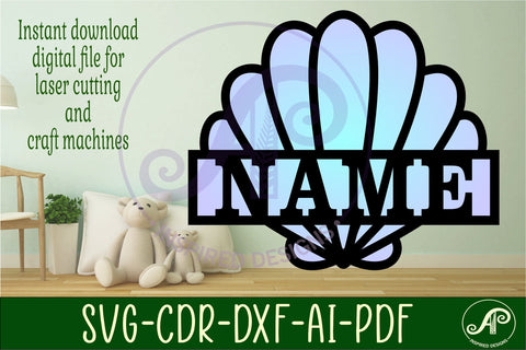 Seashell name sign svg laser cut template SVG APInspireddesigns 