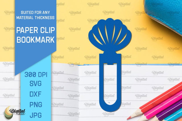 Seashell Paper Clip Bookmark. Bookmark Clip Template SVG 3D Paper Evgenyia Guschina 