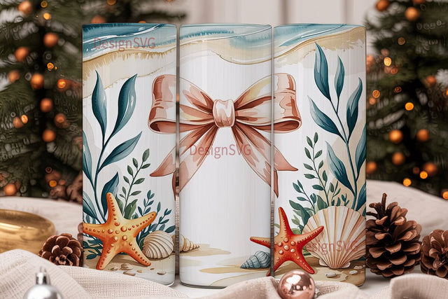 Seashell & Starfish Bow 20oz Tumbler Sublimation DesignSVG 