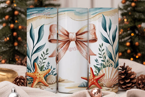 Seashell & Starfish Bow 20oz Tumbler Sublimation DesignSVG 