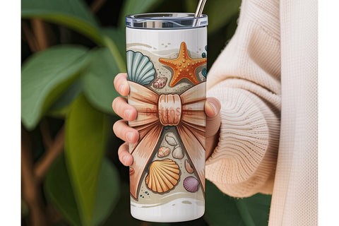 Seashell & Starfish Bow 20oz Tumbler Sublimation DesignSVG 