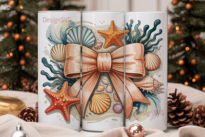 Seashell & Starfish Bow 20oz Tumbler Sublimation DesignSVG 
