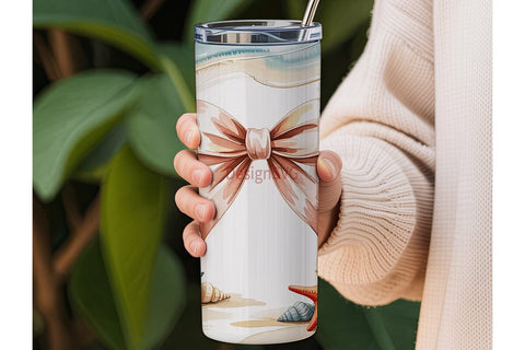 Seashell & Starfish Bow 20oz Tumbler Sublimation DesignSVG 