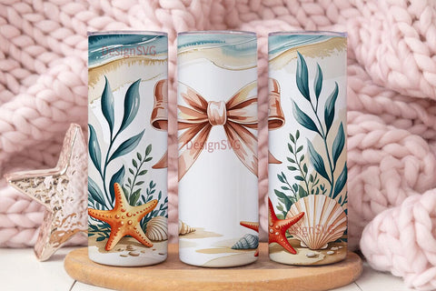 Seashell & Starfish Bow 20oz Tumbler Sublimation DesignSVG 