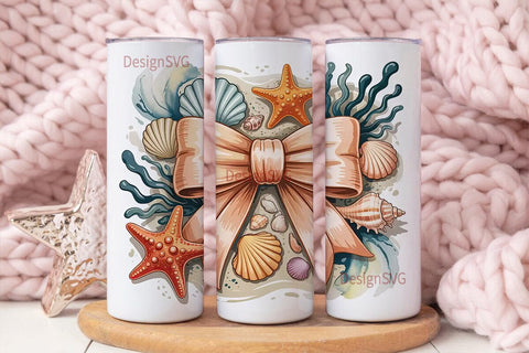 Seashell & Starfish Bow 20oz Tumbler Sublimation DesignSVG 