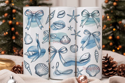 Seashell Watercolor 20oz Tumbler Wrap Sublimation DesignSVG 