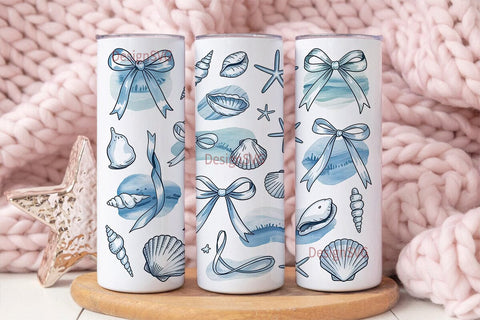 Seashell Watercolor 20oz Tumbler Wrap Sublimation DesignSVG 