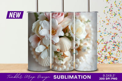 Seashells And Flowers Wedding Bouquet Arrangement Sublimation Regulrcrative 