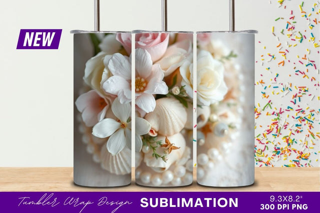 Seashells And Flowers Wedding Bouquet Arrangement Sublimation Regulrcrative 