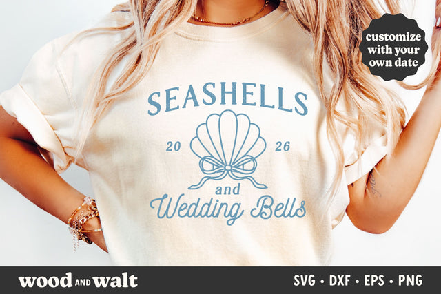 Seashells And Wedding Bells SVG | Bachelorette Shirt PNG | Beach Bride Design SVG Wood And Walt 