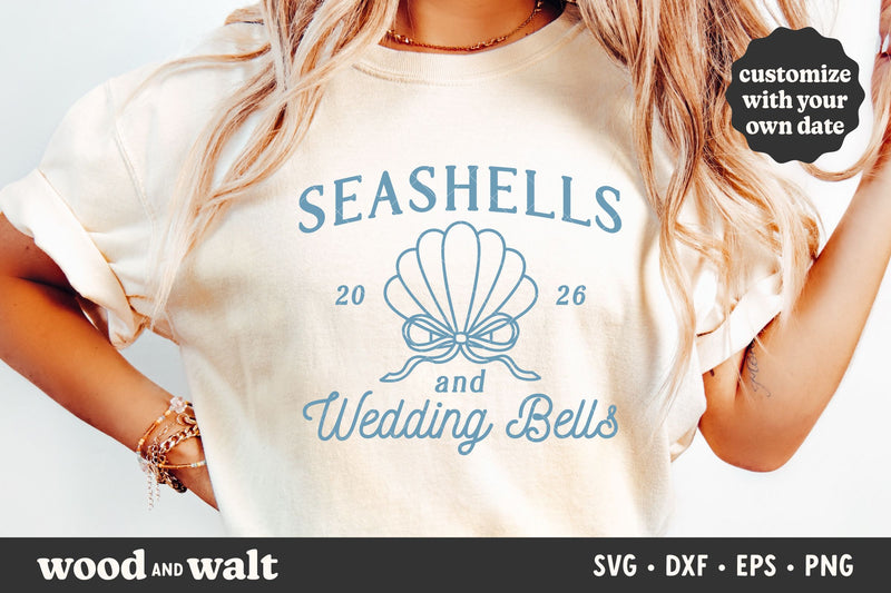 Seashells And Wedding Bells SVG | Bachelorette Shirt PNG | Beach Bride Design SVG Wood And Walt 
