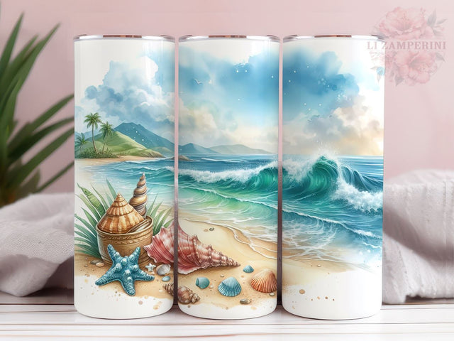 Seashells Beach Ocean 20oz Tumbler Wrap PNG, Straight & Tapered Tumbler Wrap, Summer Vibes & Sunset Beach Tumbler Png, Instant Digital Download Sublimation Li Zamperini 