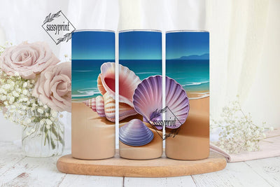Seashells Beach Tumbler Wrap 20oz Sublimation sassyprint 