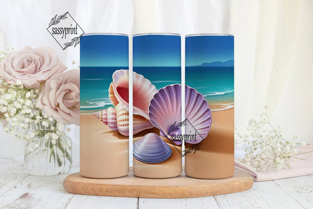 Seashells Beach Tumbler Wrap 20oz Sublimation sassyprint 