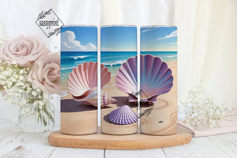 Seashells Beach Tumbler Wrap 20oz Sublimation sassyprint 