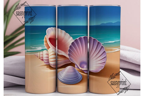 Seashells Beach Tumbler Wrap 20oz Sublimation sassyprint 