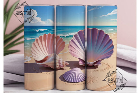 Seashells Beach Tumbler Wrap 20oz Sublimation sassyprint 