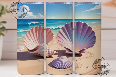 Seashells Beach Tumbler Wrap 20oz Sublimation sassyprint 