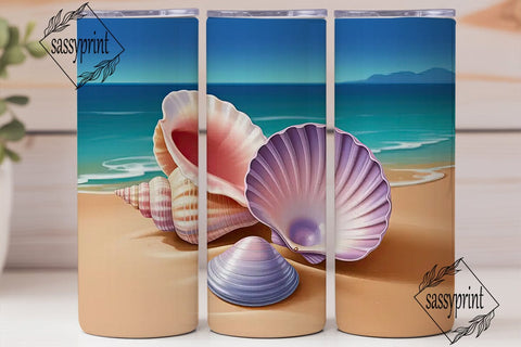 Seashells Beach Tumbler Wrap 20oz Sublimation sassyprint 