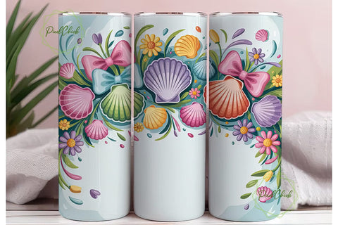 Seashells & Bows 20oz Tumbler Wrap Sublimation PixelChick 