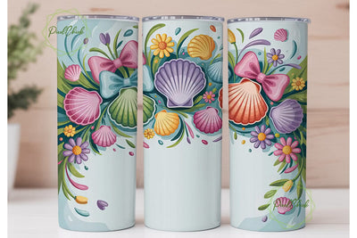 Seashells & Bows 20oz Tumbler Wrap Sublimation PixelChick 