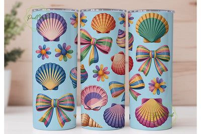Seashells & Bows 20oz Tumbler Wrap Sublimation PixelChick 