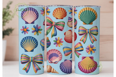 Seashells & Bows 20oz Tumbler Wrap Sublimation PixelChick 