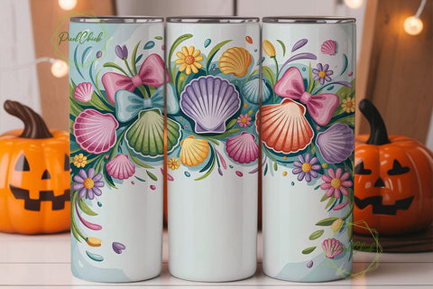 Seashells & Bows 20oz Tumbler Wrap Sublimation PixelChick 