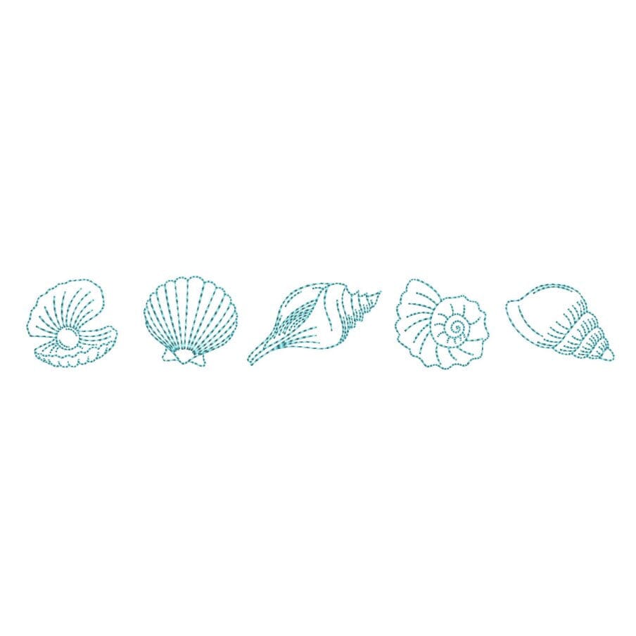 Basic Shell Embroidery Seashells Embroidery Design, Marine Embroidery File, 4 sizes, Instant ...