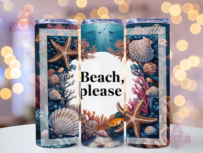 Seashells Ocean 20oz Tumbler Wrap Sublimation Design, Straight Tapered Tumbler Wrap, Beach Life Tumbler Png, Instant Digital Download Sublimation SvggirlplusArt 