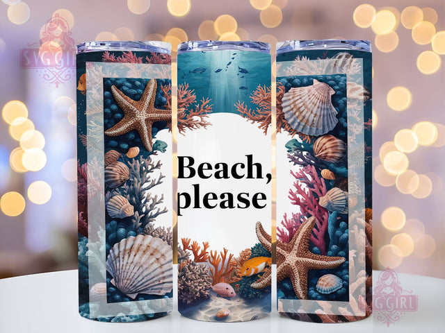 Seashells Ocean 20oz Tumbler Wrap Sublimation Design, Straight Tapered Tumbler Wrap, Beach Life Tumbler Png, Instant Digital Download Sublimation SvggirlplusArt 