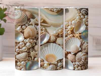 Seashells Ocean Coastal 20oz Tumbler, Scallop Shells, Ocean Theme, Beach Design, Coastal Style, 20oz Tumbler Wrap, Sublimation PNG Sublimation Lara' s Designs 