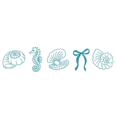 Seashells Seahorse Coquette Bow Embroidery Design, Marine Embroidery File, 3 sizes, Instant Download Embroidery/Applique DESIGNS Nino Nadaraia 