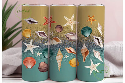 Seashells & Starfish 20oz Tumbler Wrap Sublimation PixelChick 