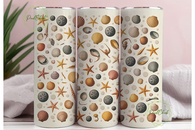 Seashells & Starfish 20oz Tumbler Wrap Sublimation PixelChick 
