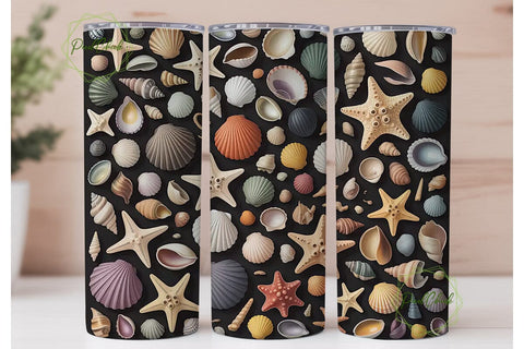 Seashells & Starfish 20oz Tumbler Wrap Sublimation PixelChick 