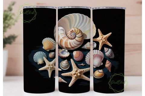 Seashells & Starfish 20oz Tumbler Wrap Sublimation PixelChick 