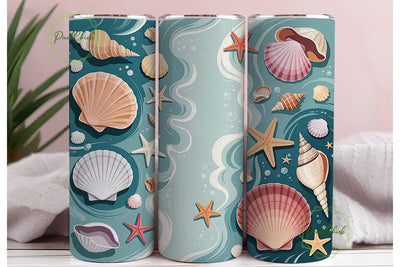 Seashells & Starfish 20oz Tumbler Wrap Sublimation PixelChick 