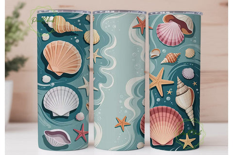 Seashells & Starfish 20oz Tumbler Wrap Sublimation PixelChick 